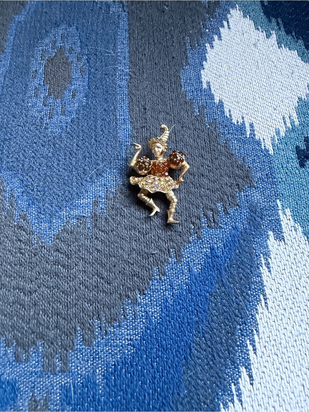 Gold-Tone Ballerina/ jester  Pin Brooch - Gold and Brown